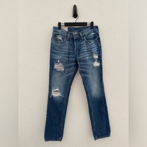 Hollister‎ High-Rise Distressed Dark Blue Skinny Jean Size 28x30